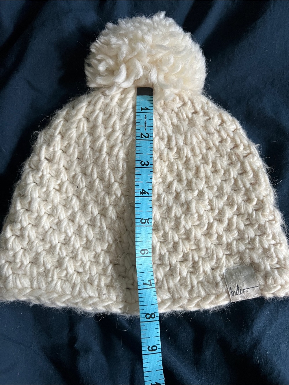 Kids Cream Knit Pom Beanie Hat